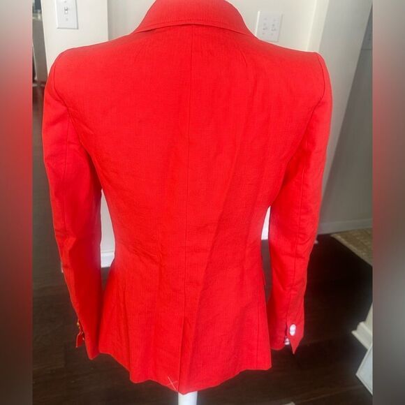 J. Crew Red  Linen Women’s Blazer 2 - Picture 4 of 10